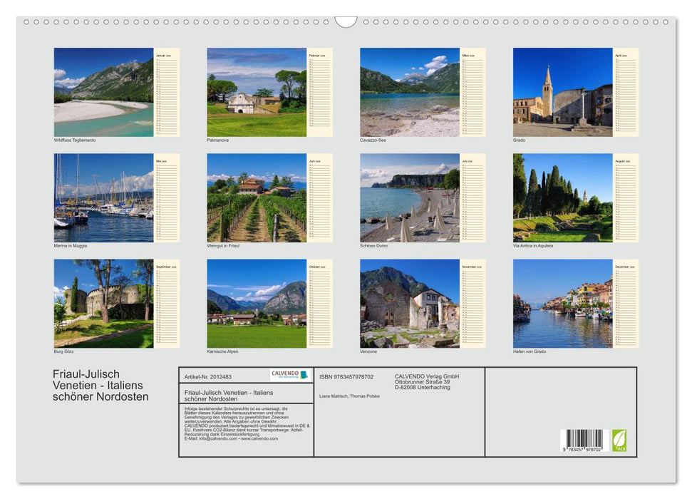 Friaul-Julisch Venetien - Italiens schöner Nordosten (CALVENDO Wandkalender 2026)
