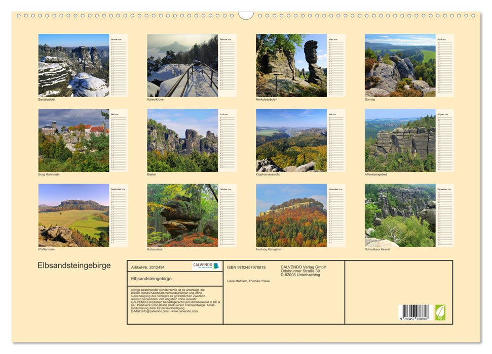 Elbsandsteingebirge (CALVENDO Wandkalender 2026)