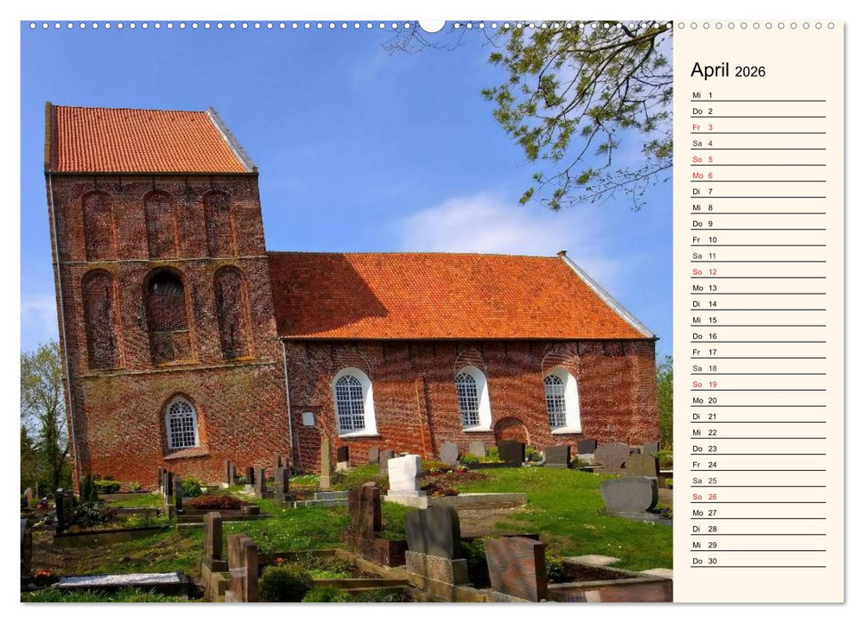 Kirchen in Ostfriesland (CALVENDO Premium Wandkalender 2026)