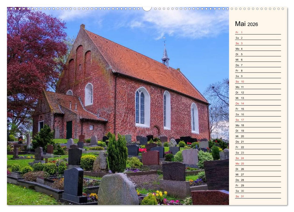 Kirchen in Ostfriesland (CALVENDO Premium Wandkalender 2026)