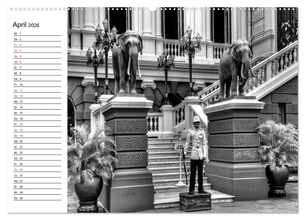 Bangkok Impressionen in Schwarz Weiß (CALVENDO Premium Wandkalender 2026)