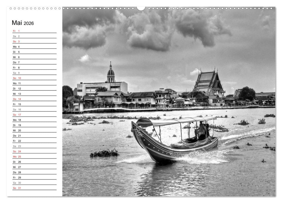 Bangkok Impressionen in Schwarz Weiß (CALVENDO Premium Wandkalender 2026)