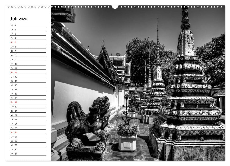 Bangkok Impressionen in Schwarz Weiß (CALVENDO Premium Wandkalender 2026)