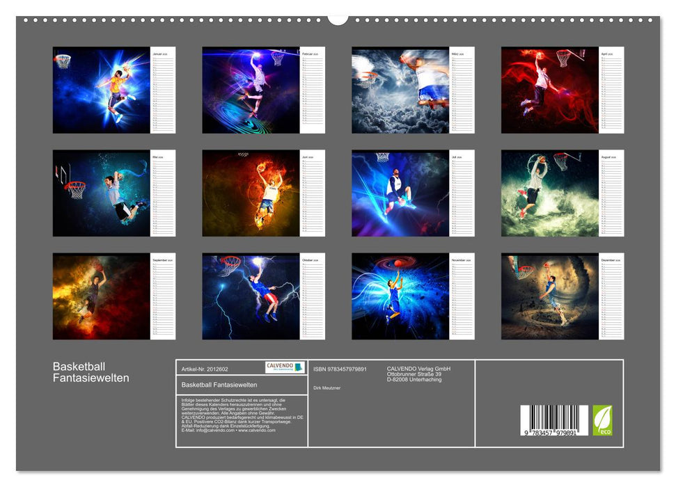 Basketball Fantasiewelten (CALVENDO Premium Wandkalender 2026)