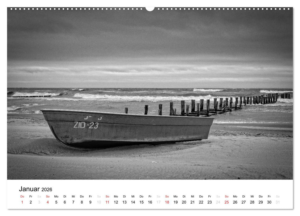 Ostseebad Zingst - Impressionen in Schwarz-Weiß (CALVENDO Premium Wandkalender 2026)