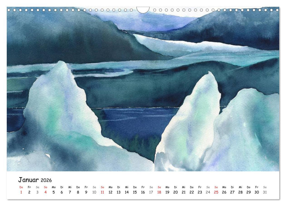 Landschaft in Aquarellfarbe (CALVENDO Wandkalender 2026)