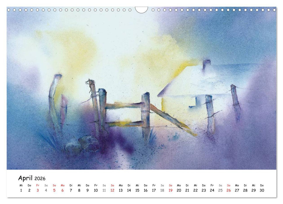 Landschaft in Aquarellfarbe (CALVENDO Wandkalender 2026)