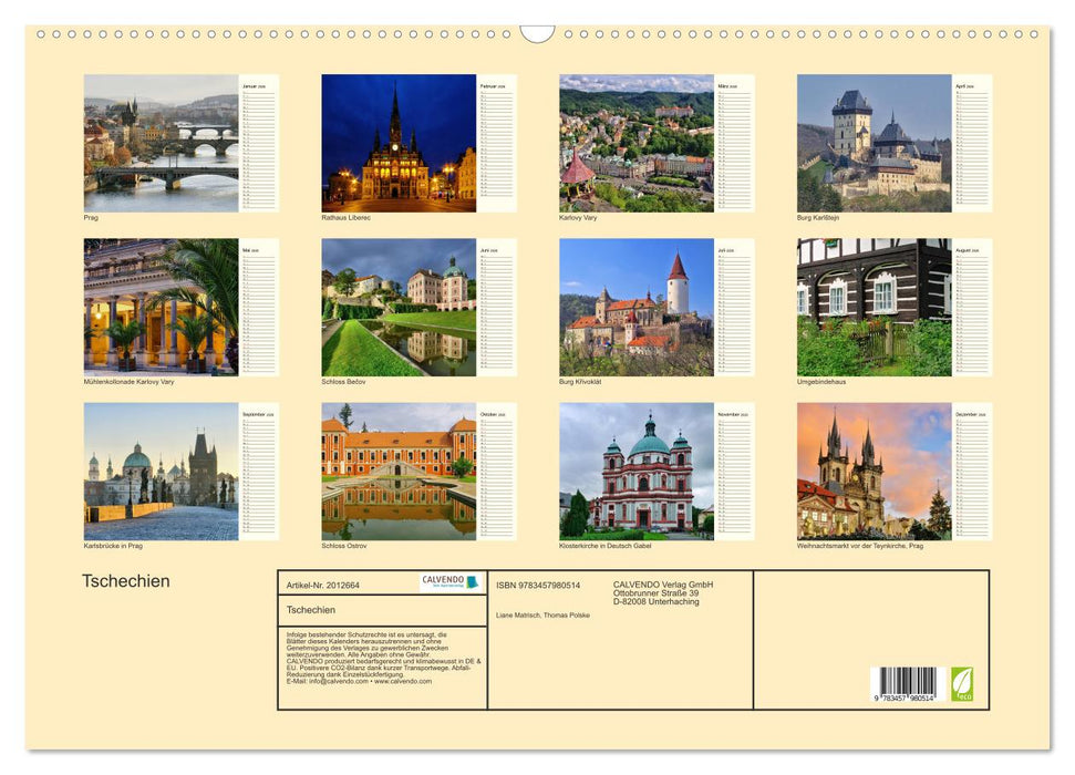 Tschechien (CALVENDO Wandkalender 2026)