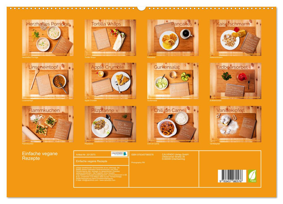 Einfache vegane Rezepte (CALVENDO Premium Wandkalender 2026)