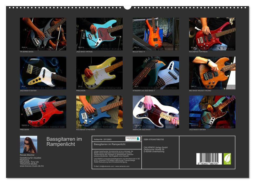 Bassgitarren im Rampenlicht (CALVENDO Premium Wandkalender 2026)
