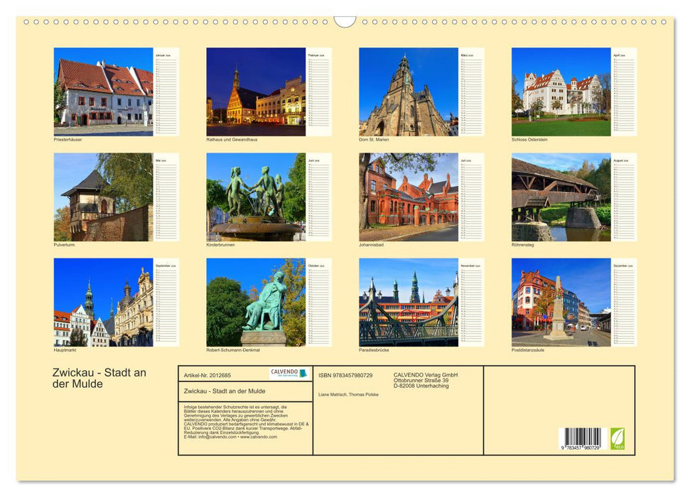 Zwickau - Stadt an der Mulde (CALVENDO Wandkalender 2026)