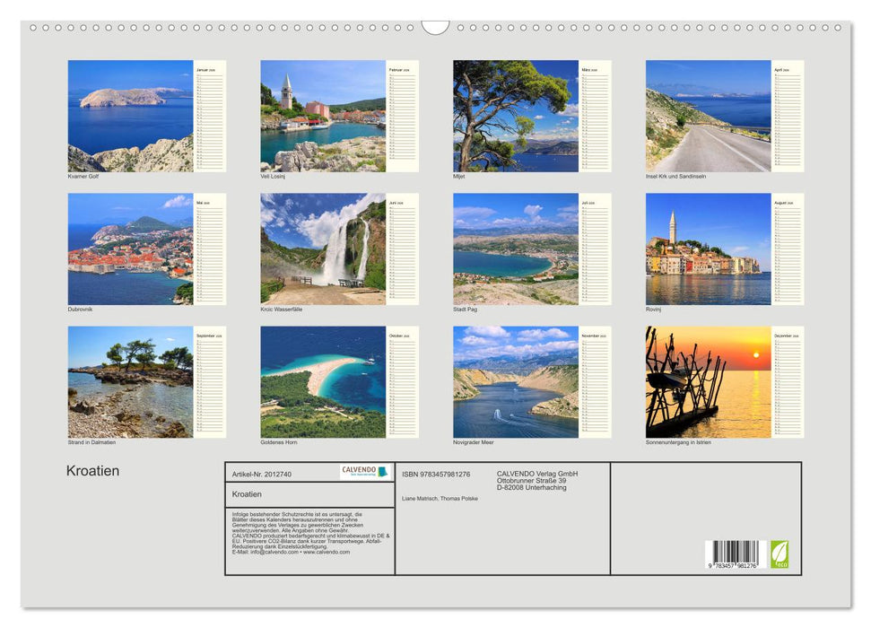 Kroatien (CALVENDO Wandkalender 2026)