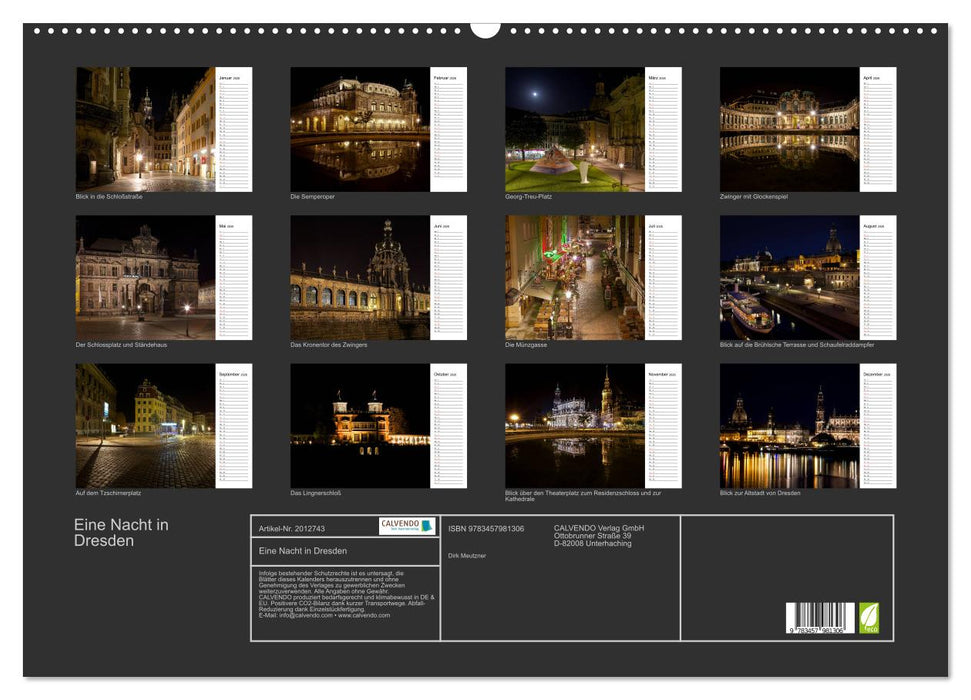 Eine Nacht in Dresden (CALVENDO Wandkalender 2026)