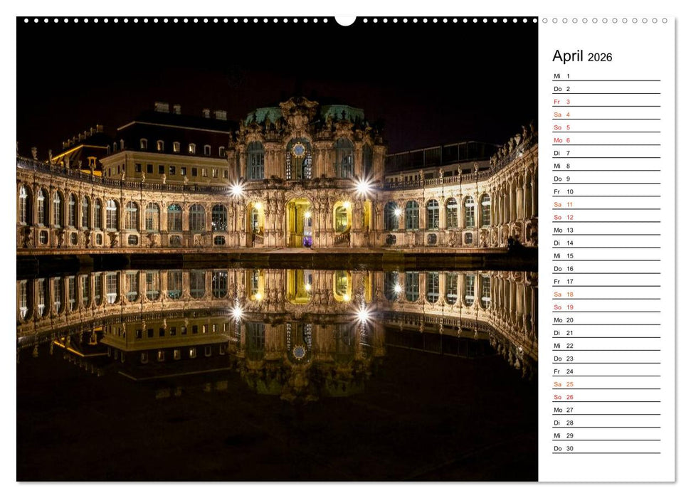 Eine Nacht in Dresden (CALVENDO Wandkalender 2026)
