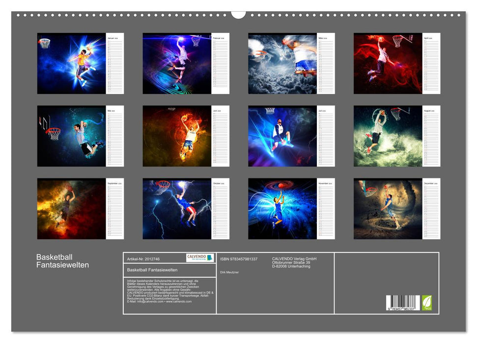 Basketball Fantasiewelten (CALVENDO Wandkalender 2026)