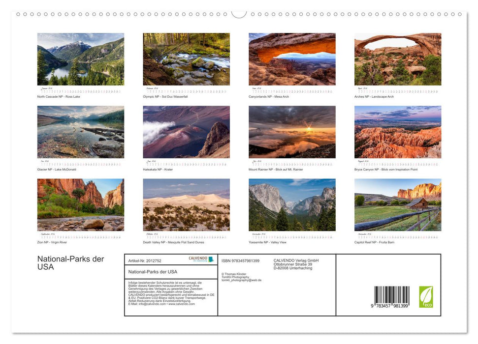 National-Parks der USA (CALVENDO Premium Wandkalender 2026)