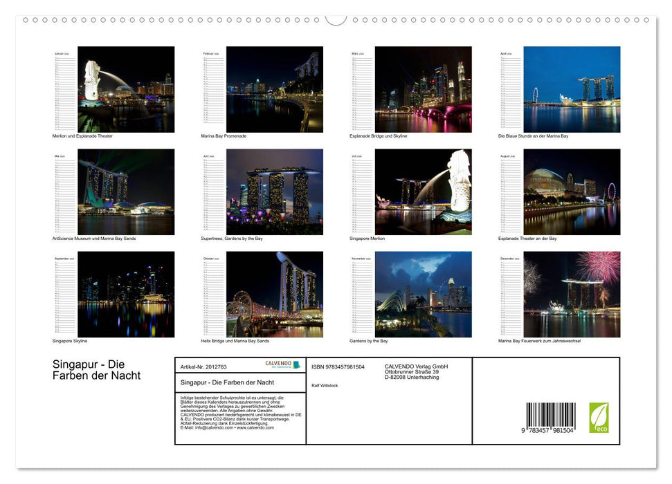 Singapur - Die Farben der Nacht (CALVENDO Premium Wandkalender 2026)