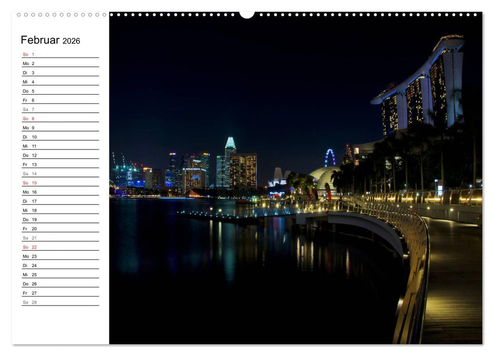 Singapur - Die Farben der Nacht (CALVENDO Premium Wandkalender 2026)