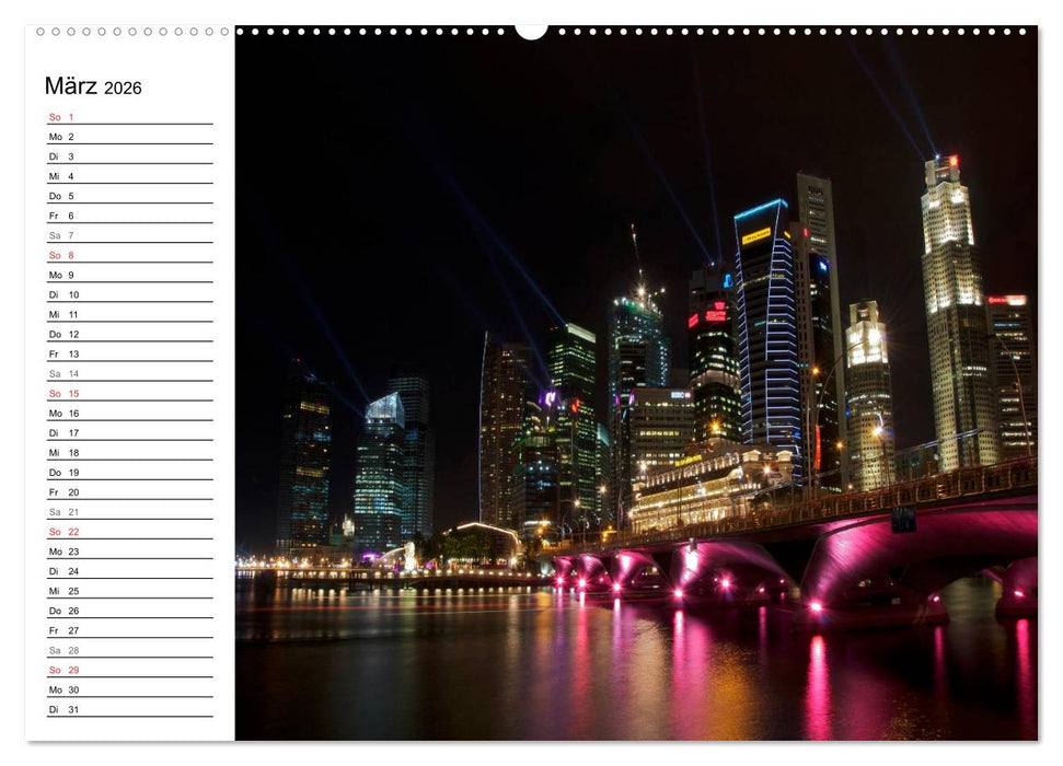 Singapur - Die Farben der Nacht (CALVENDO Premium Wandkalender 2026)