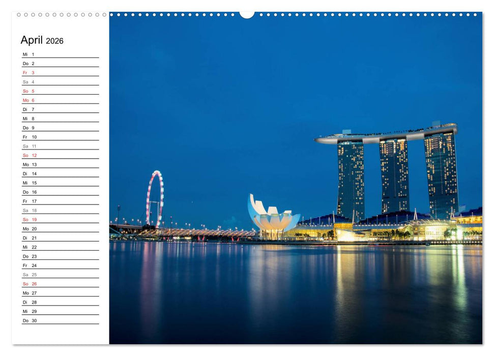 Singapur - Die Farben der Nacht (CALVENDO Premium Wandkalender 2026)