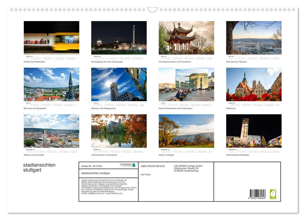stadtansichten stuttgart (CALVENDO Wandkalender 2026)