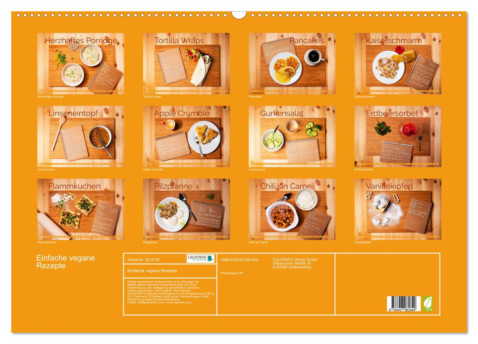 Einfache vegane Rezepte (CALVENDO Wandkalender 2026)