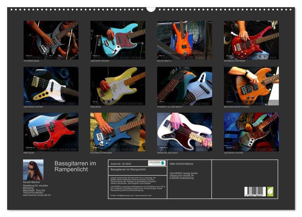 Bassgitarren im Rampenlicht (CALVENDO Wandkalender 2026)