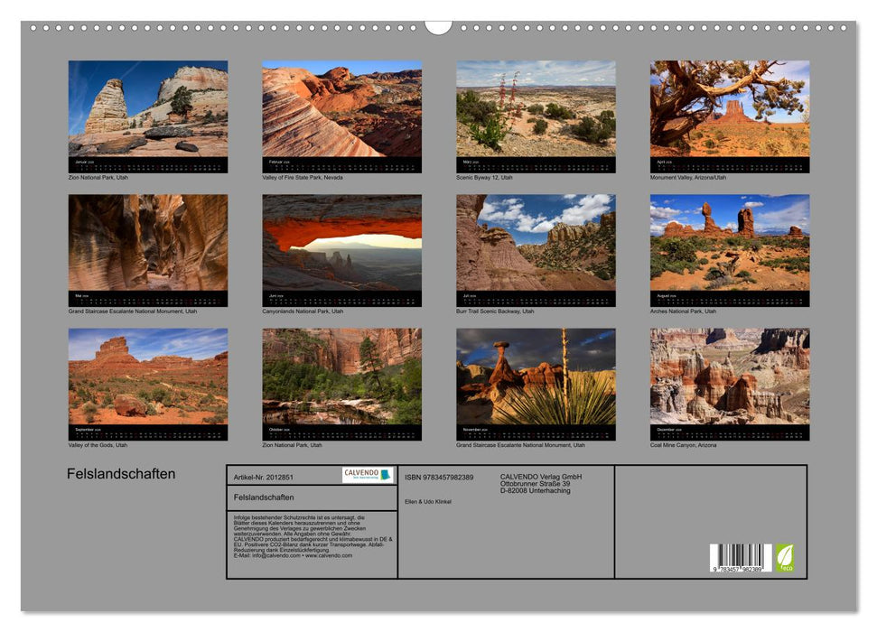 Felslandschaften (CALVENDO Wandkalender 2026)