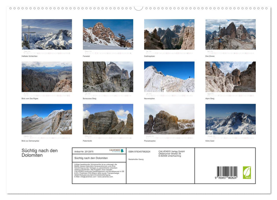 Süchtig nach den Dolomiten (CALVENDO Premium Wandkalender 2026)