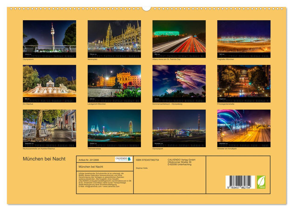 München bei Nacht (CALVENDO Premium Wandkalender 2026)