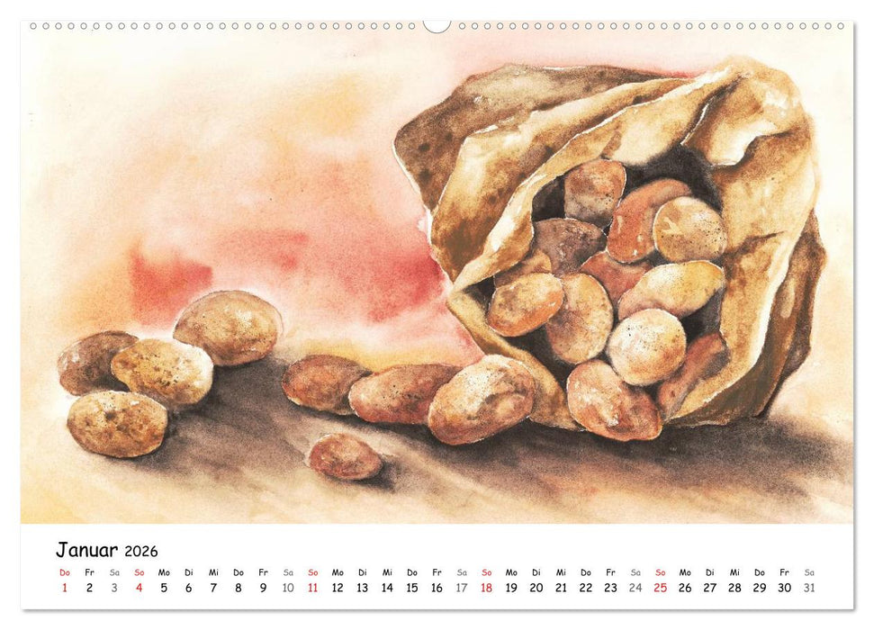 Gemüse Aquarelle (CALVENDO Premium Wandkalender 2026)
