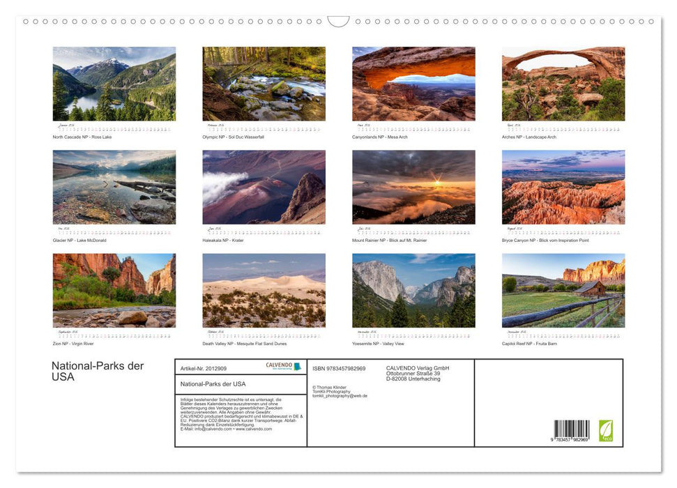 National-Parks der USA (CALVENDO Wandkalender 2026)