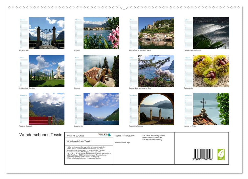 Wunderschönes Tessin (CALVENDO Premium Wandkalender 2026)