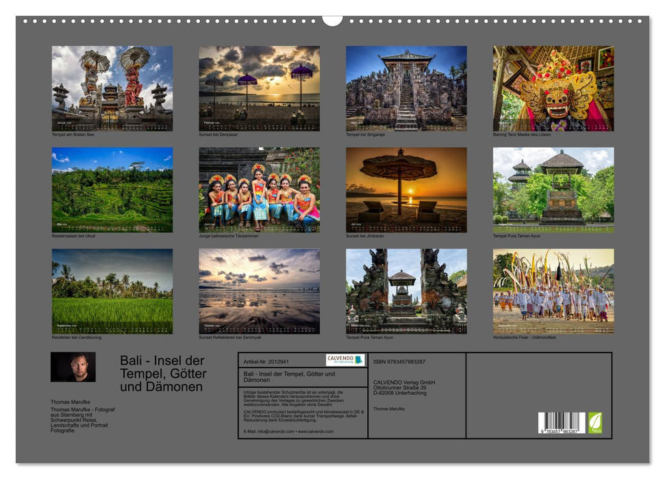 Bali - Insel der Tempel, Götter und Dämonen (CALVENDO Wandkalender 2026)
