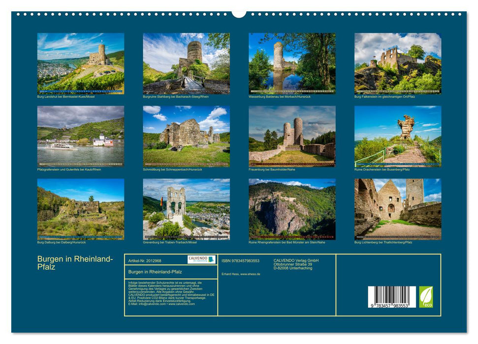 Burgen in Rheinland-Pfalz (CALVENDO Premium Wandkalender 2026)