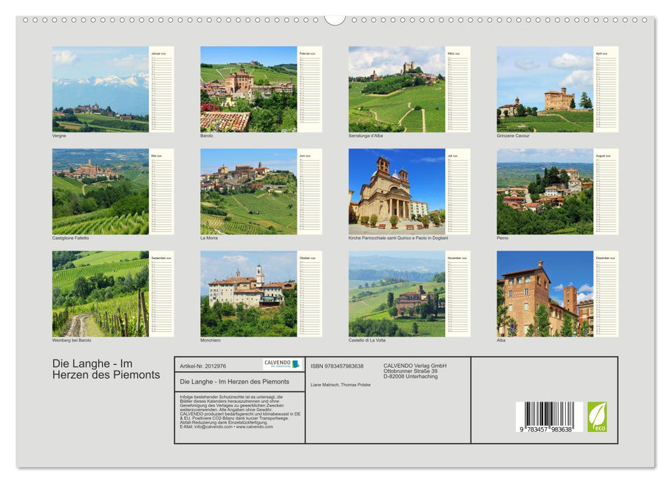 Die Langhe - Im Herzen des Piemonts (CALVENDO Premium Wandkalender 2026)