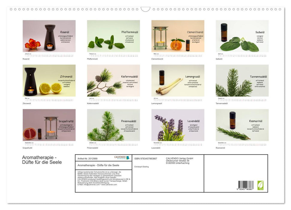 Aromatherapie - Düfte für die Seele (CALVENDO Wandkalender 2026)