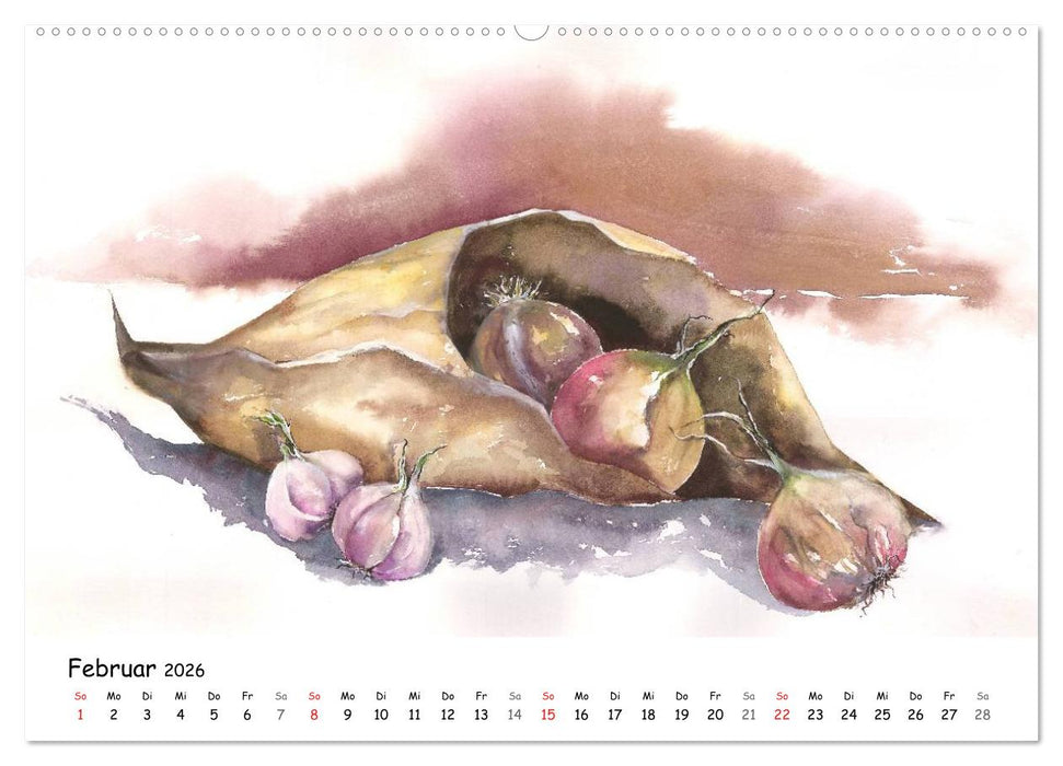 Gemüse Aquarelle (CALVENDO Wandkalender 2026)