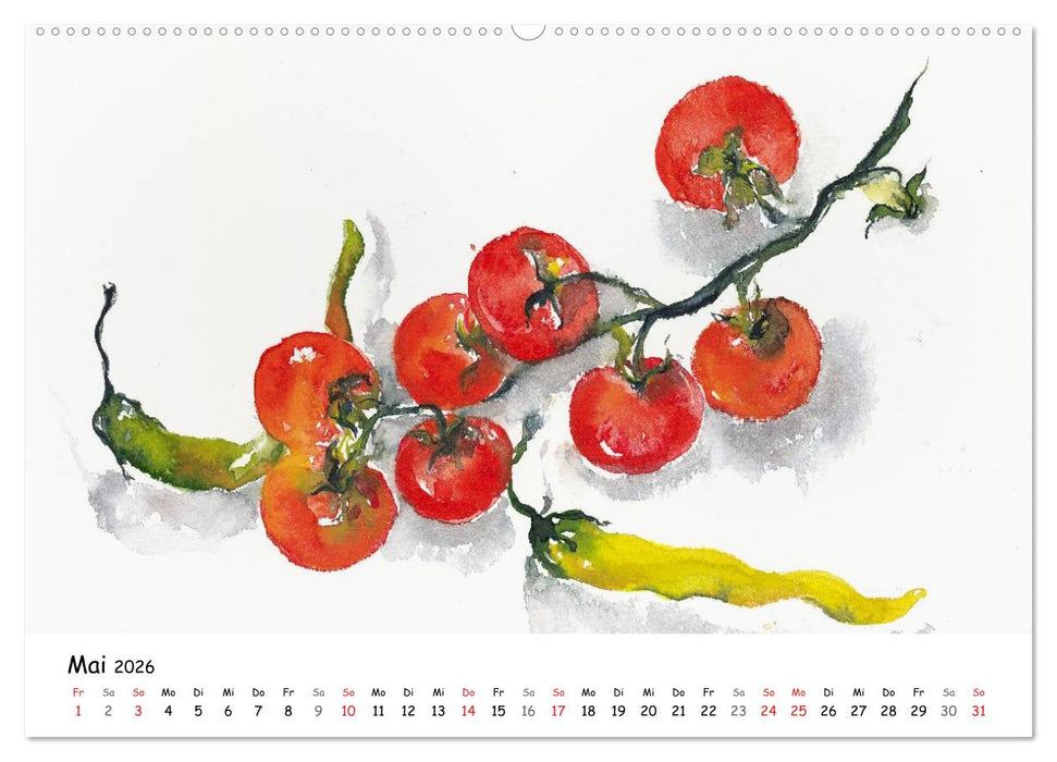 Gemüse Aquarelle (CALVENDO Wandkalender 2026)