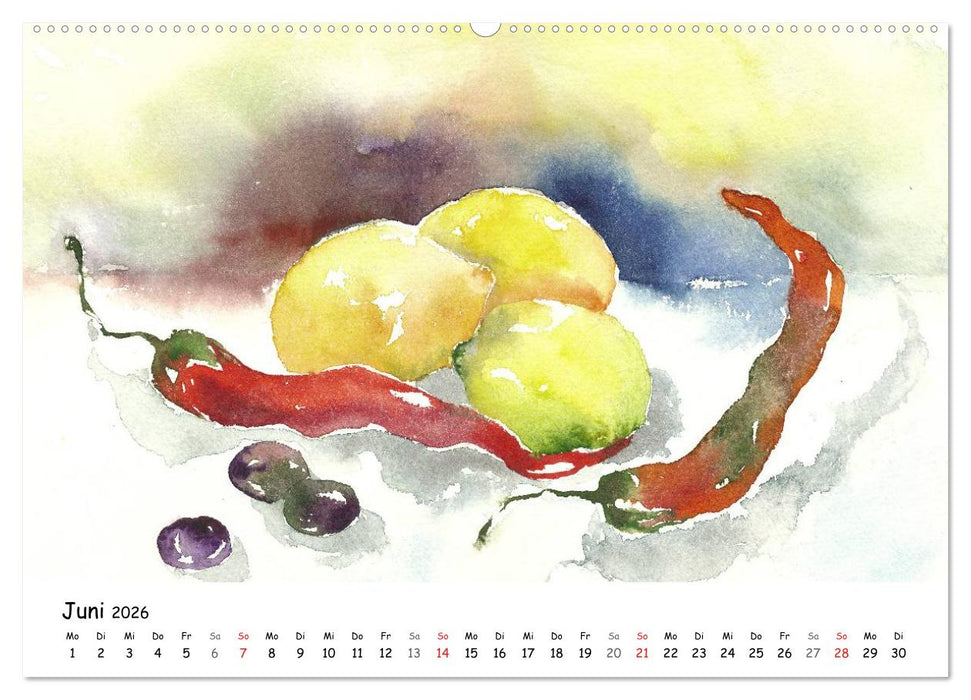 Gemüse Aquarelle (CALVENDO Wandkalender 2026)