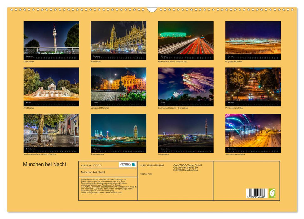 München bei Nacht (CALVENDO Wandkalender 2026)