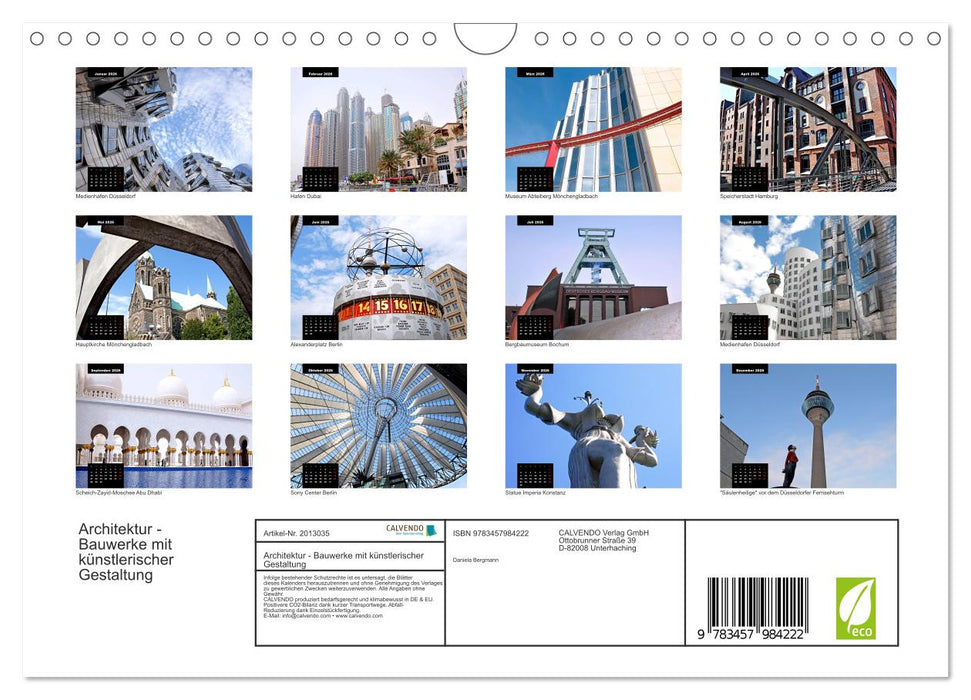 Architektur - Bauwerke mit künstlerischer Gestaltung (CALVENDO Wandkalender 2026)