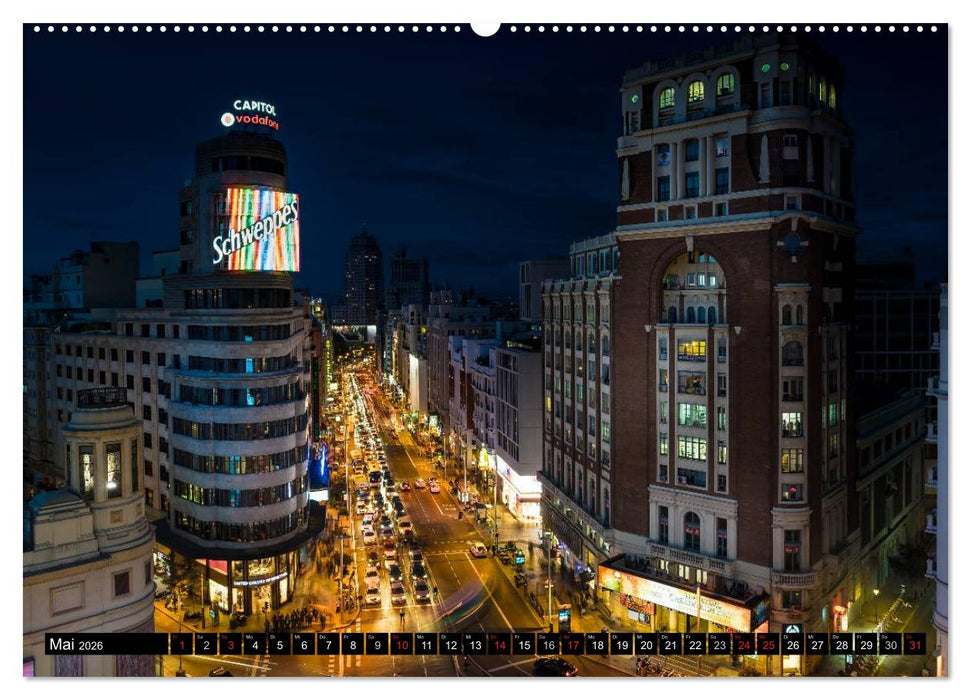 Madrid bei Nacht (CALVENDO Premium Wandkalender 2026)