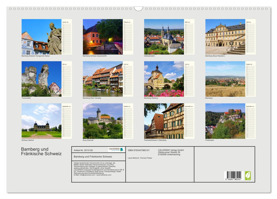 Bamberg und Fränkische Schweiz (CALVENDO Wandkalender 2026)