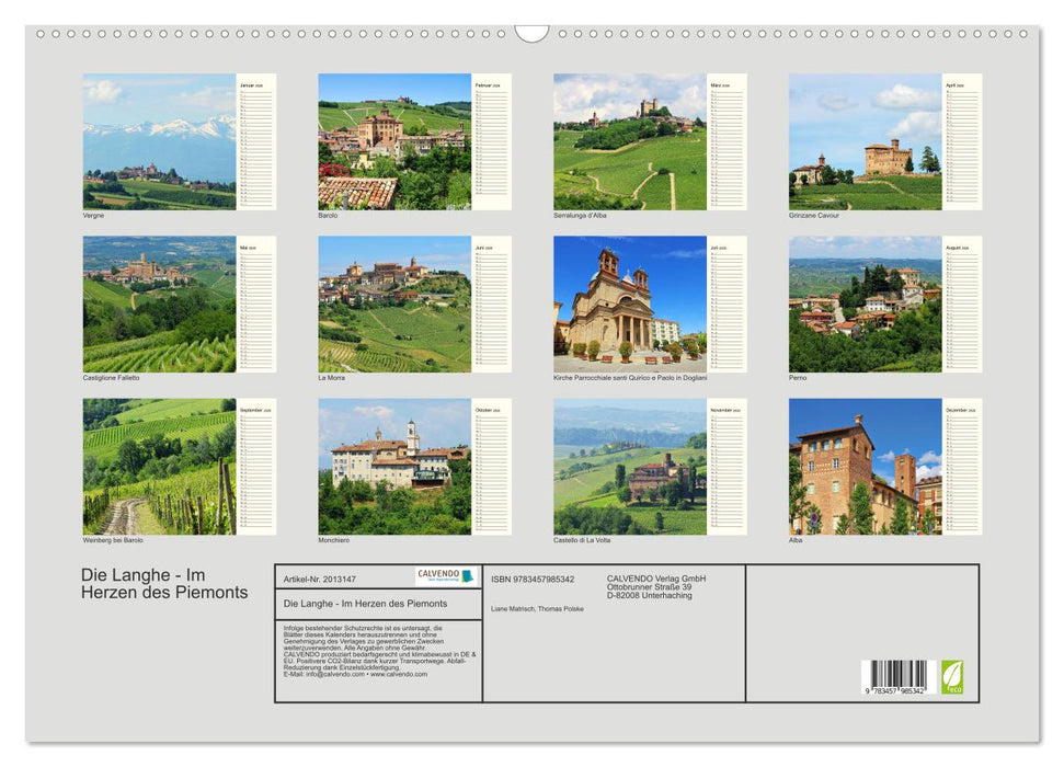 Die Langhe - Im Herzen des Piemonts (CALVENDO Wandkalender 2026)