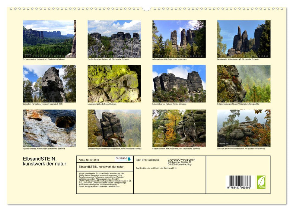 ElbsandSTEIN, kunstwerk der natur (CALVENDO Premium Wandkalender 2026)