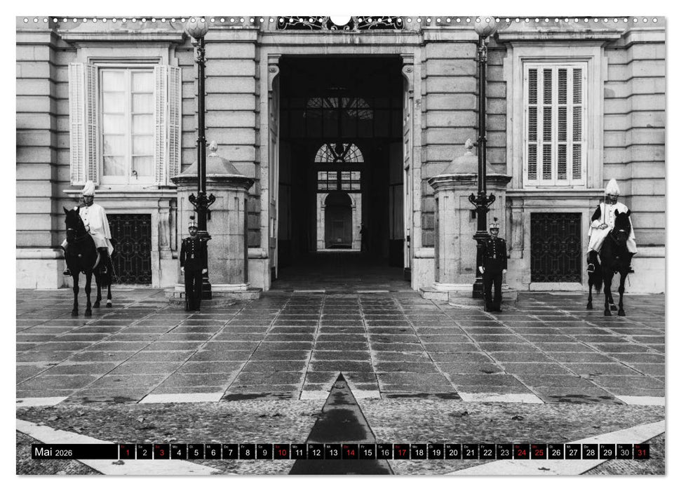 Madrid - Schwarz-Weiß Impressionen (CALVENDO Wandkalender 2026)