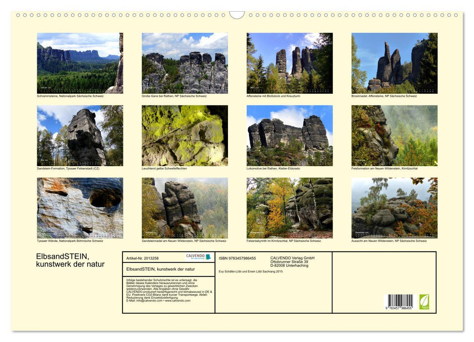 ElbsandSTEIN, kunstwerk der natur (CALVENDO Wandkalender 2026)