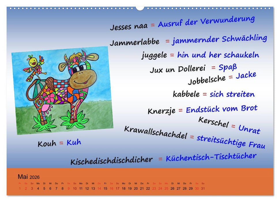 De Hessisch-Kalenner - hessisch babbele lerne in aam Johr (CALVENDO Premium Wandkalender 2026)
