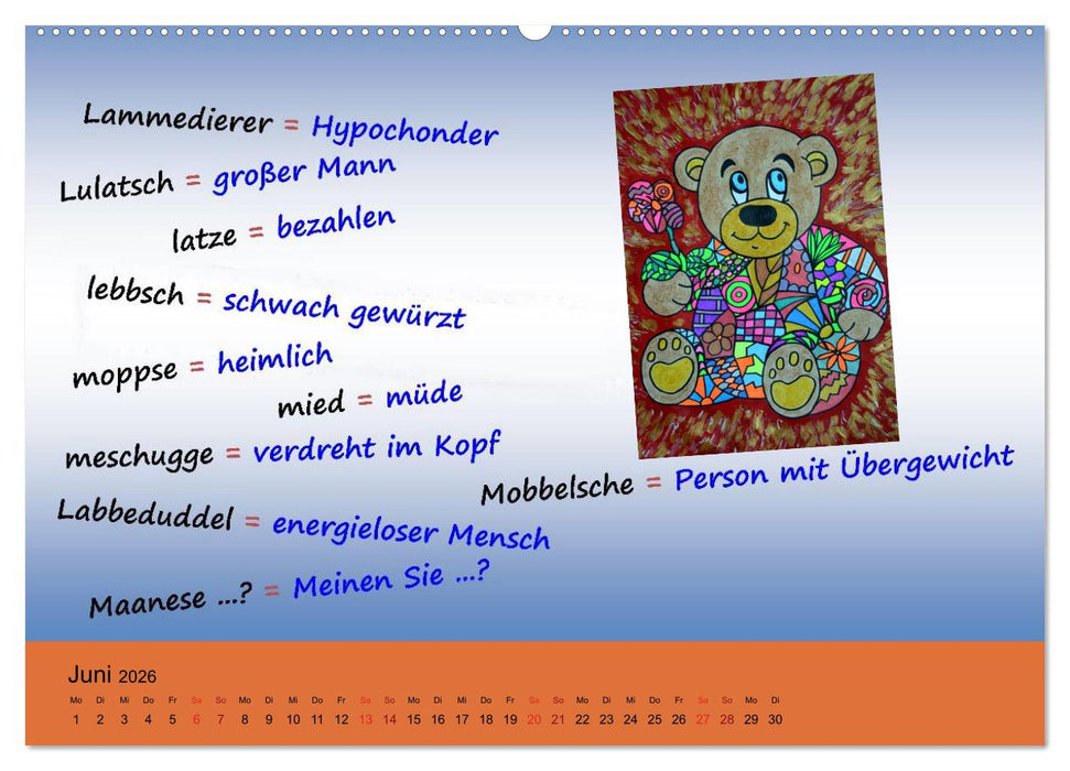 De Hessisch-Kalenner - hessisch babbele lerne in aam Johr (CALVENDO Premium Wandkalender 2026)